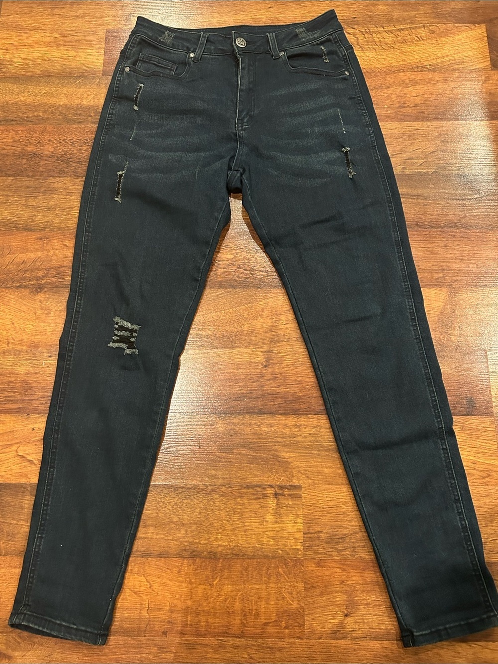 YoungLA Men's Skinny Jeans Size 32x32 Distressed Dark Wash Denim Cotton Blend